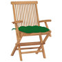 Voir la diapositive 2 : VIDAXL Chaises de jardin avec coussins vert lot de 2 Bois teck massif