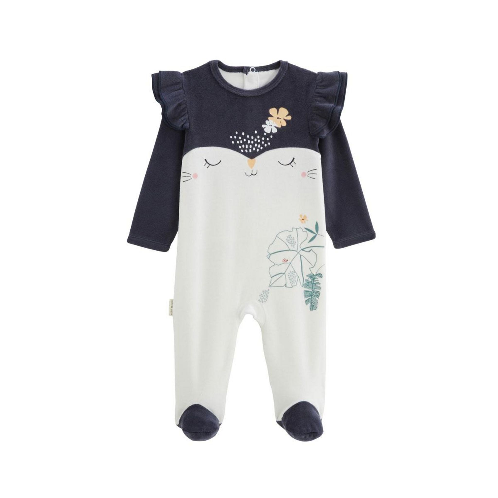 Petit Béguin Pyjama bébé en velours Holamuchacha. Coloris disponibles : Beige