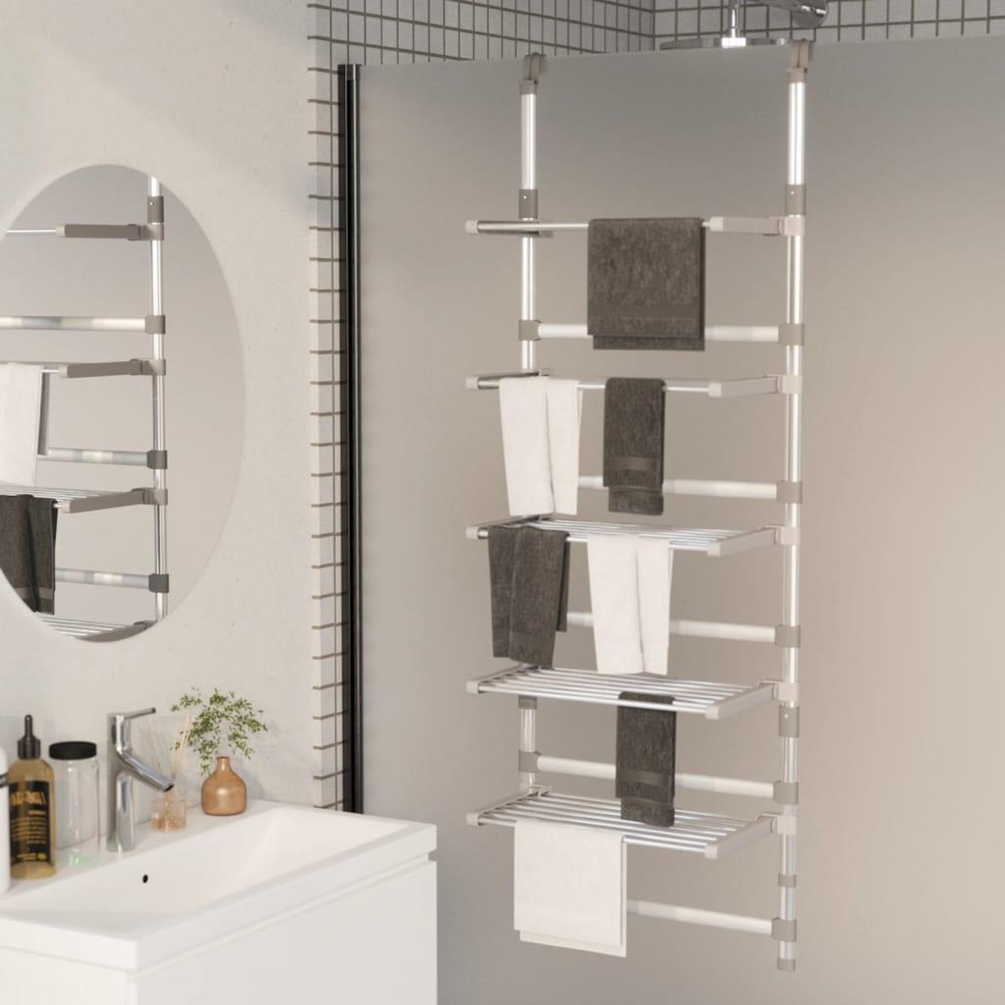 VIDAXL Sechoir a linge suspendu a 5 niveaux Aluminium