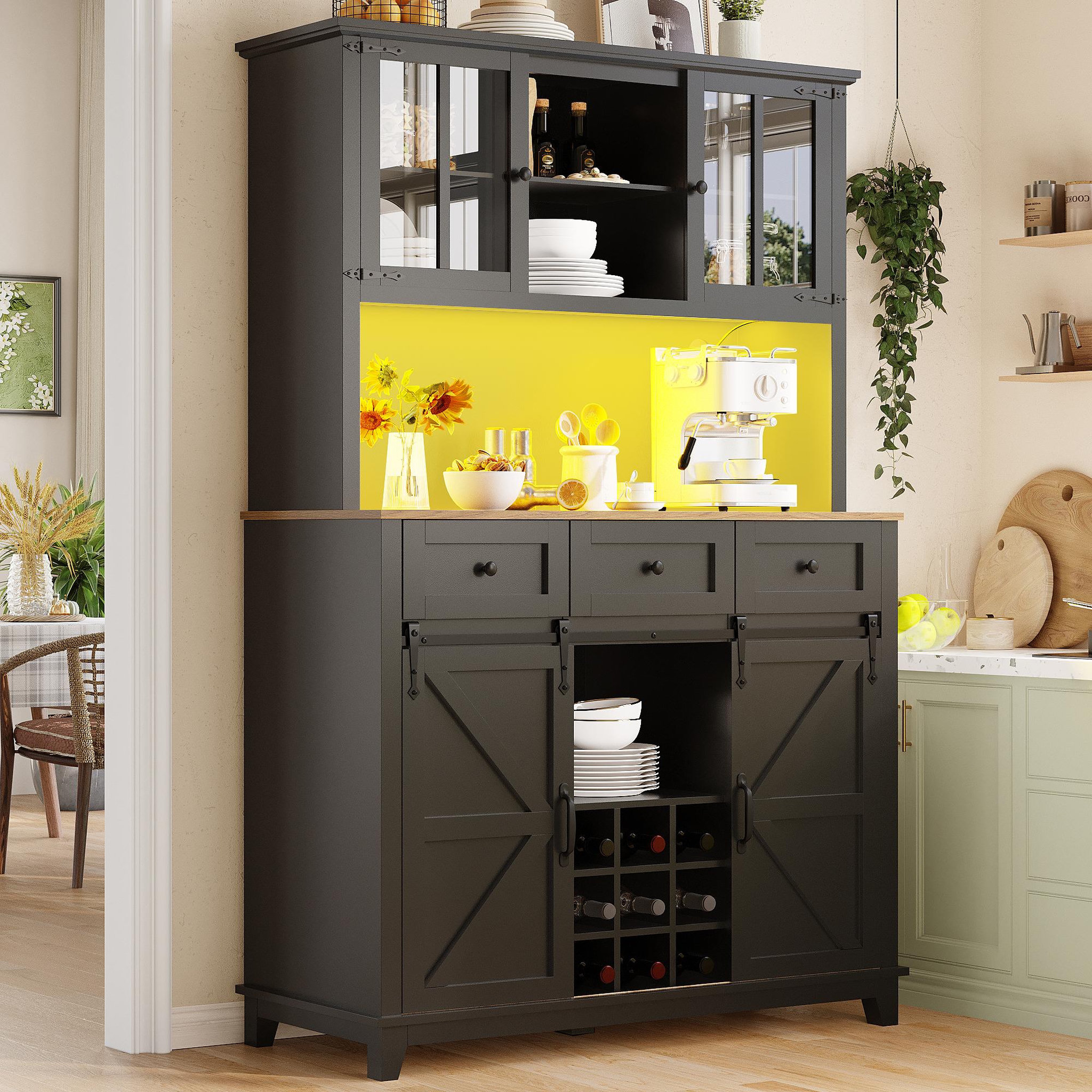Voir la diapositive 4 : MERAX Buffet de cuisine 4 portes 3 tiroirs