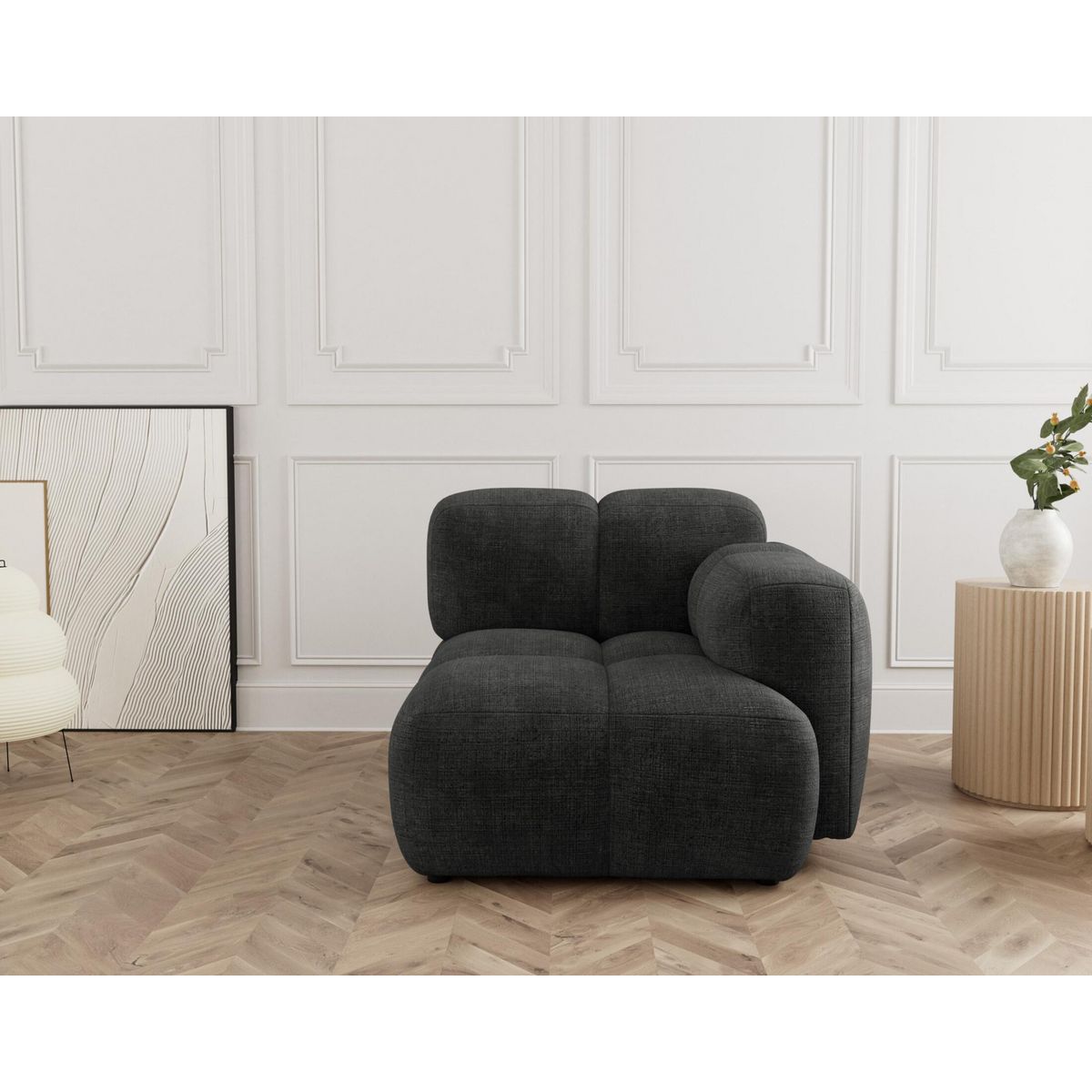 LISA DESIGN Grace - module d'assise droit en velours texturé