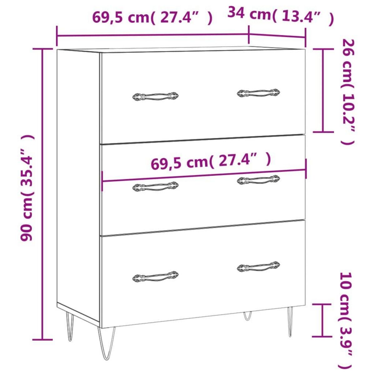 VIDAXL Buffet chene fume 69,5x34x90 cm bois d'ingenierie