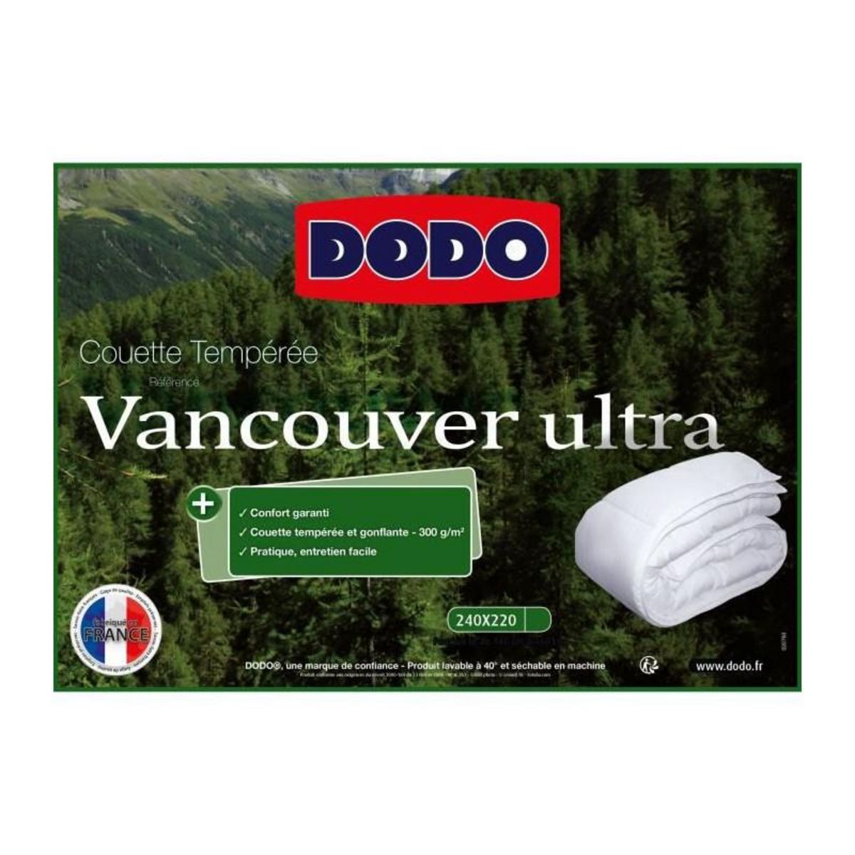 DODO Couette chaude Vancouver Ultra - 220 x 240 cm - 300gr/m² - Blanc - DODO