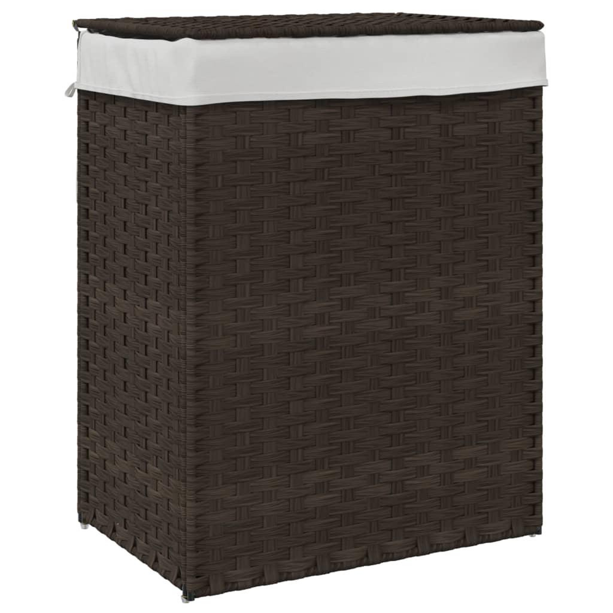Voir la diapositive 2 : VIDAXL Panier a linge avec couvercle marron fonce resine tressee