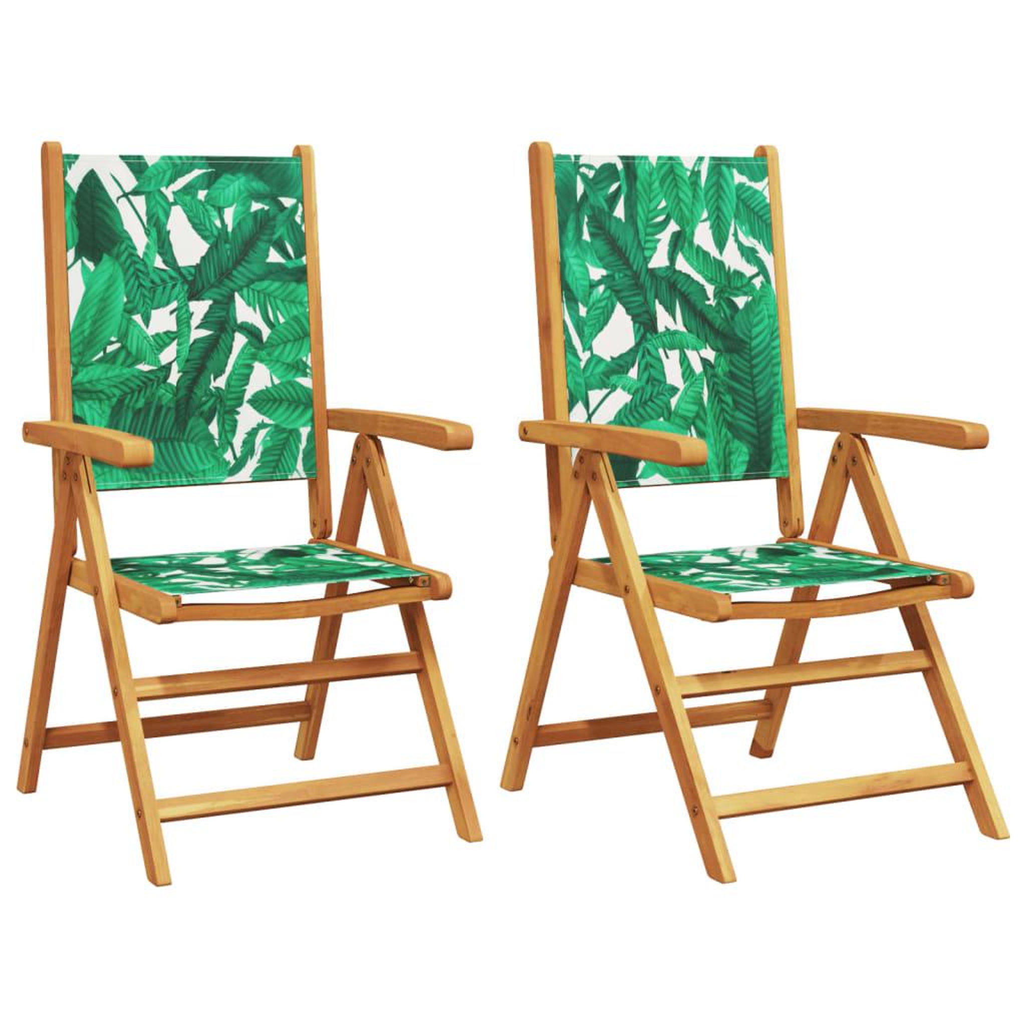 Voir la diapositive 2 : VIDAXL Chaises de jardin lot de 2 motif de feuilles acacia et tissu