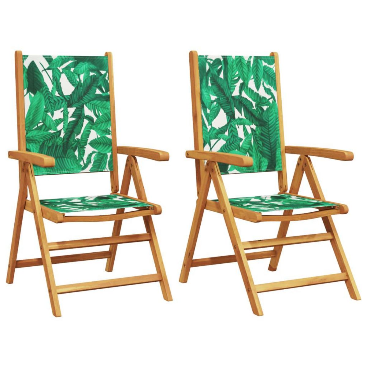 VIDAXL Chaises de jardin lot de 2 motif de feuilles acacia et tissu