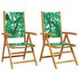 Voir la diapositive 2 : VIDAXL Chaises de jardin lot de 2 motif de feuilles acacia et tissu