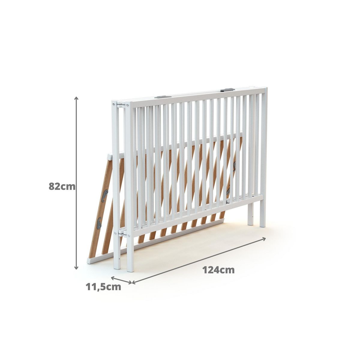 WEBABY Lit bébé pliant en bois 60 x 120 cm FLEX