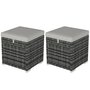 Voir la diapositive 1 : OUTSUNNY Lot de 2 poufs coffres de jardin - coussins zippés déhoussables - résine tressée aspect rotin gris