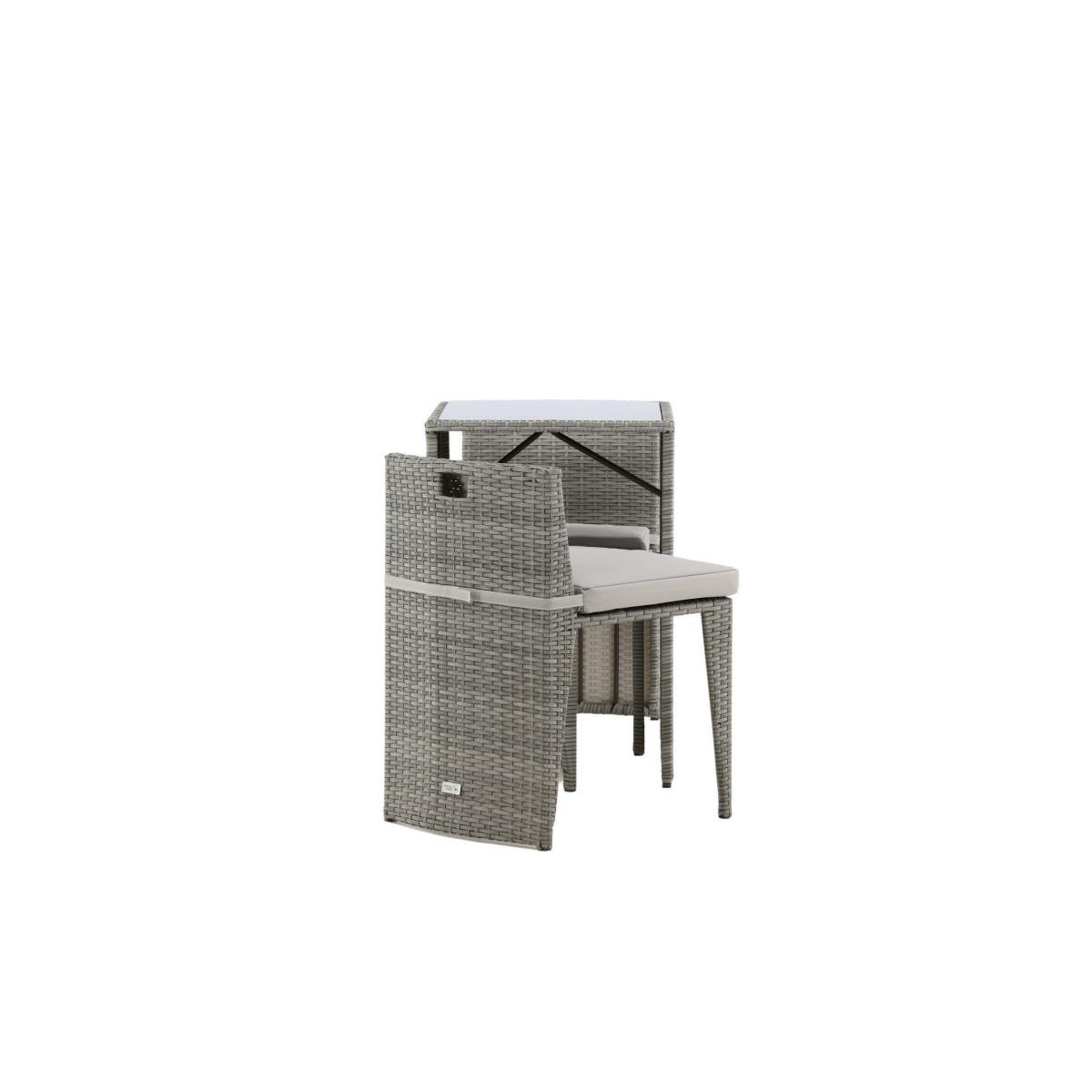 Voir la diapositive 4 : Paris Prix Ensemble table de jardin & 2 chaises  savanna  75cm gris