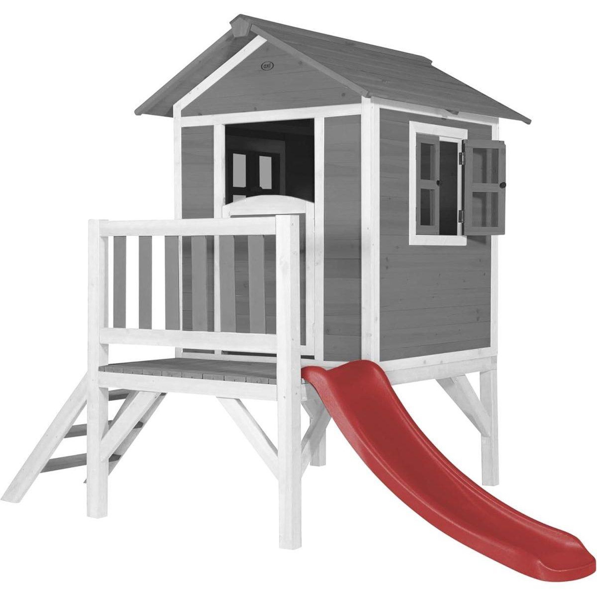 Axi House Maisonnette lodge xl gris froid toboggan rouge