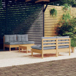 VIDAXL Salon de jardin 5 pcs avec coussins gris bois de pin