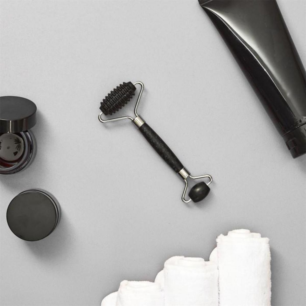 Paris Prix Rouleau de Massage 2 en 1  Jade  14cm Noir