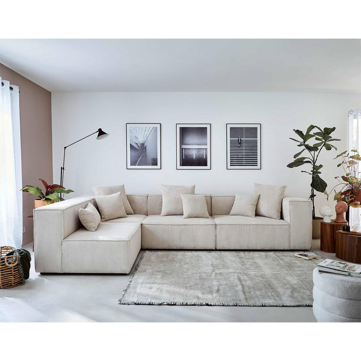 LISA DESIGN Colombine - canapé modulable d'angle gauche - 6 places - en velours côtelé