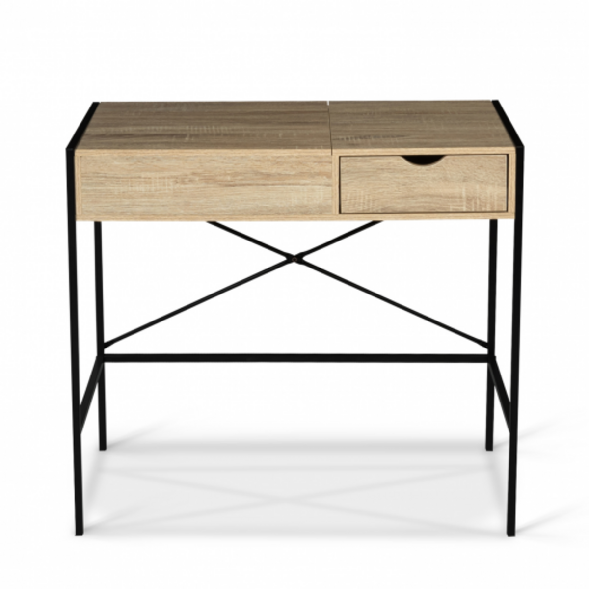 ID MARKET Coiffeuse LUIS miroir rabattable design industriel