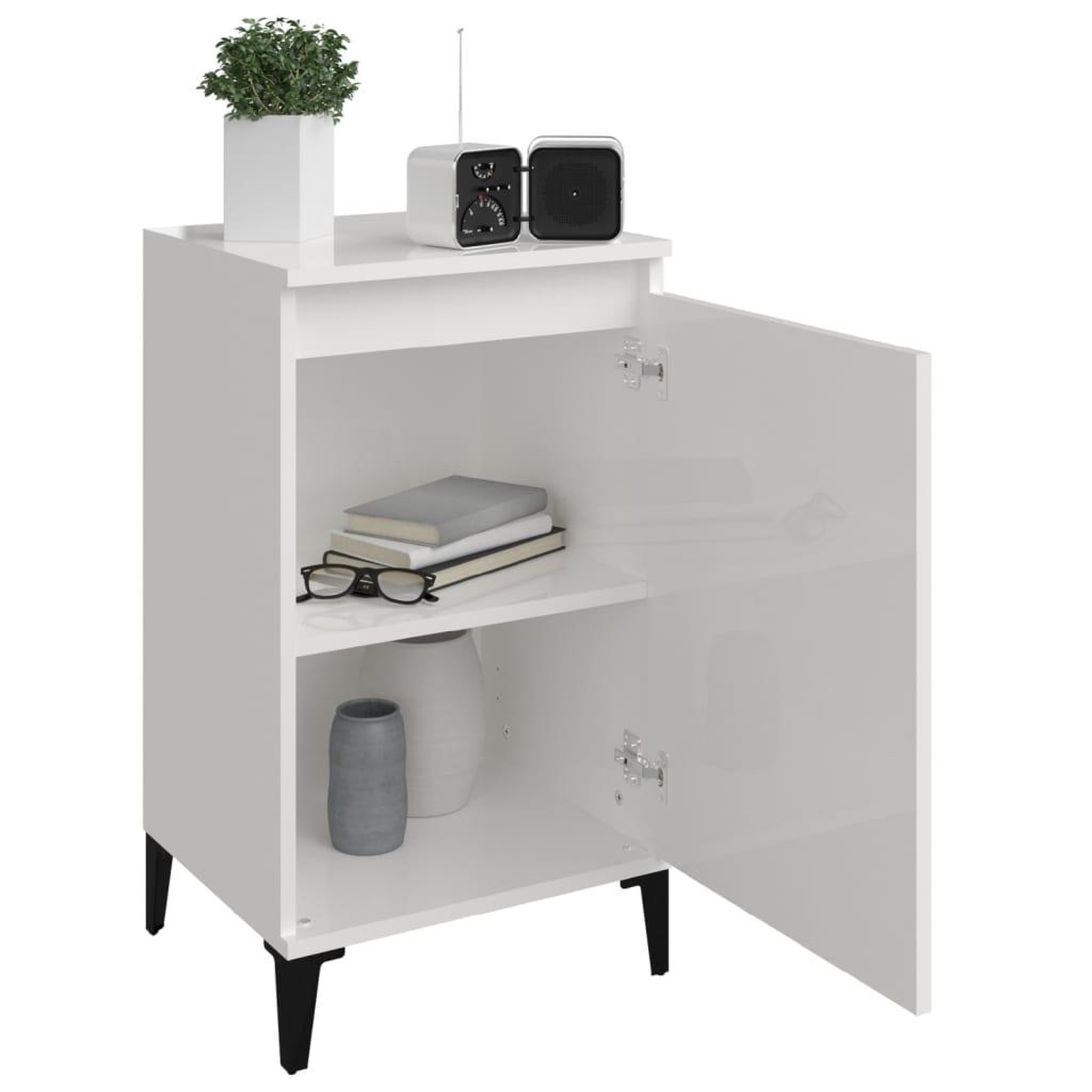 Voir la diapositive 4 : VIDAXL Table de chevet blanc brillant 40x35x70 cm bois d'ingenierie