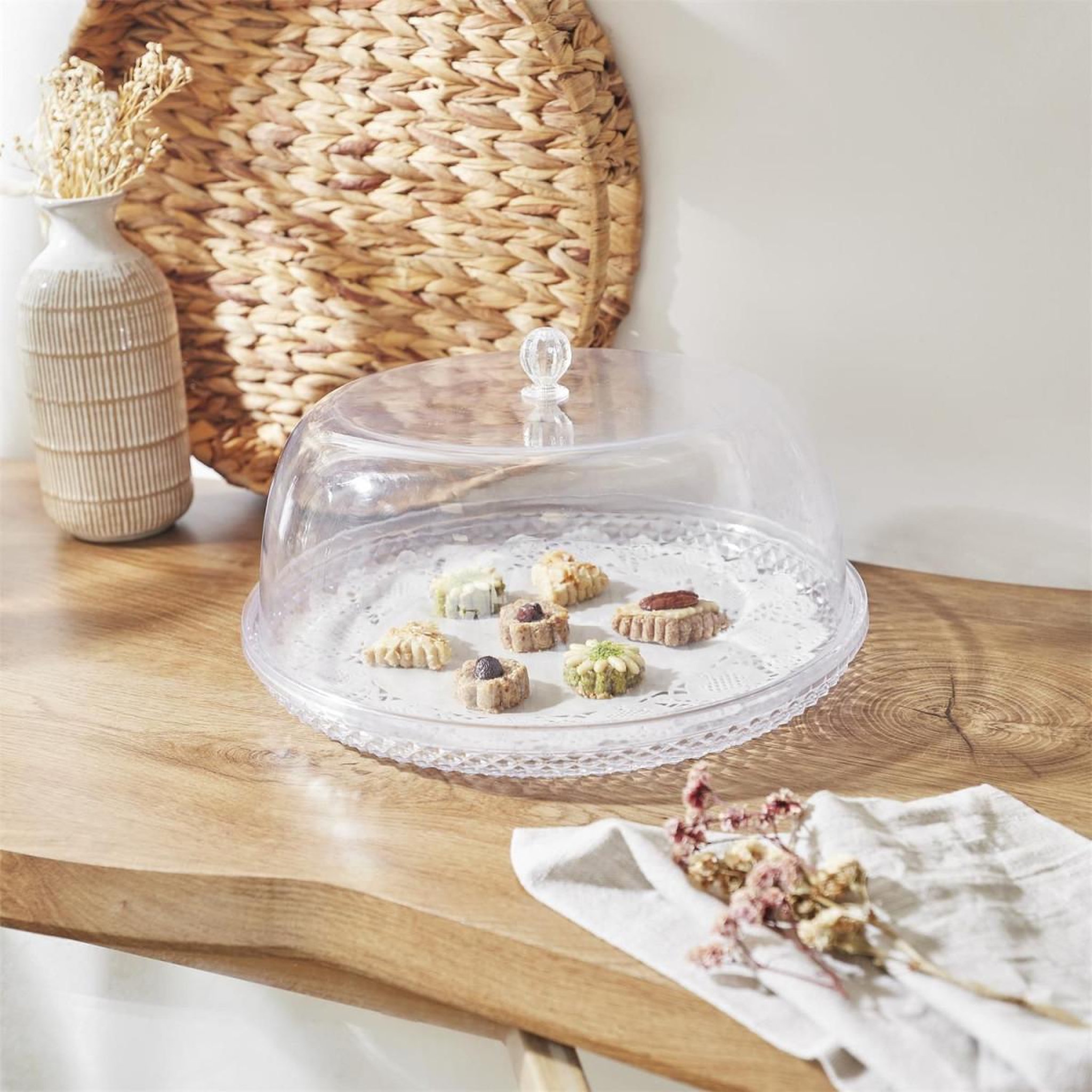 Voir la diapositive 4 : The Home Deco Factory Plat de présentation & cloche  gâteaux  33cm transparent