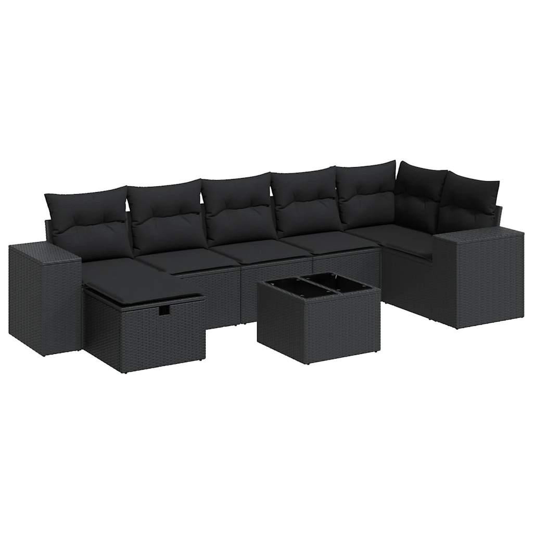 Voir la diapositive 2 : VIDAXL Salon de jardin 8 pcs avec coussins noir resine tressee