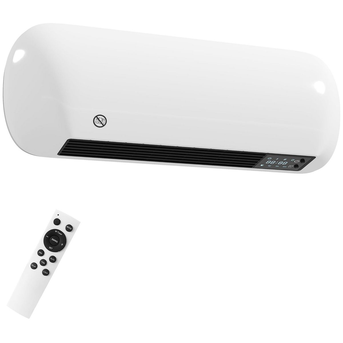 HOMCOM Chauffage soufflant mural 2000W chauffage céramique PTC radiateur réglable timer oscillant télécommande blanc