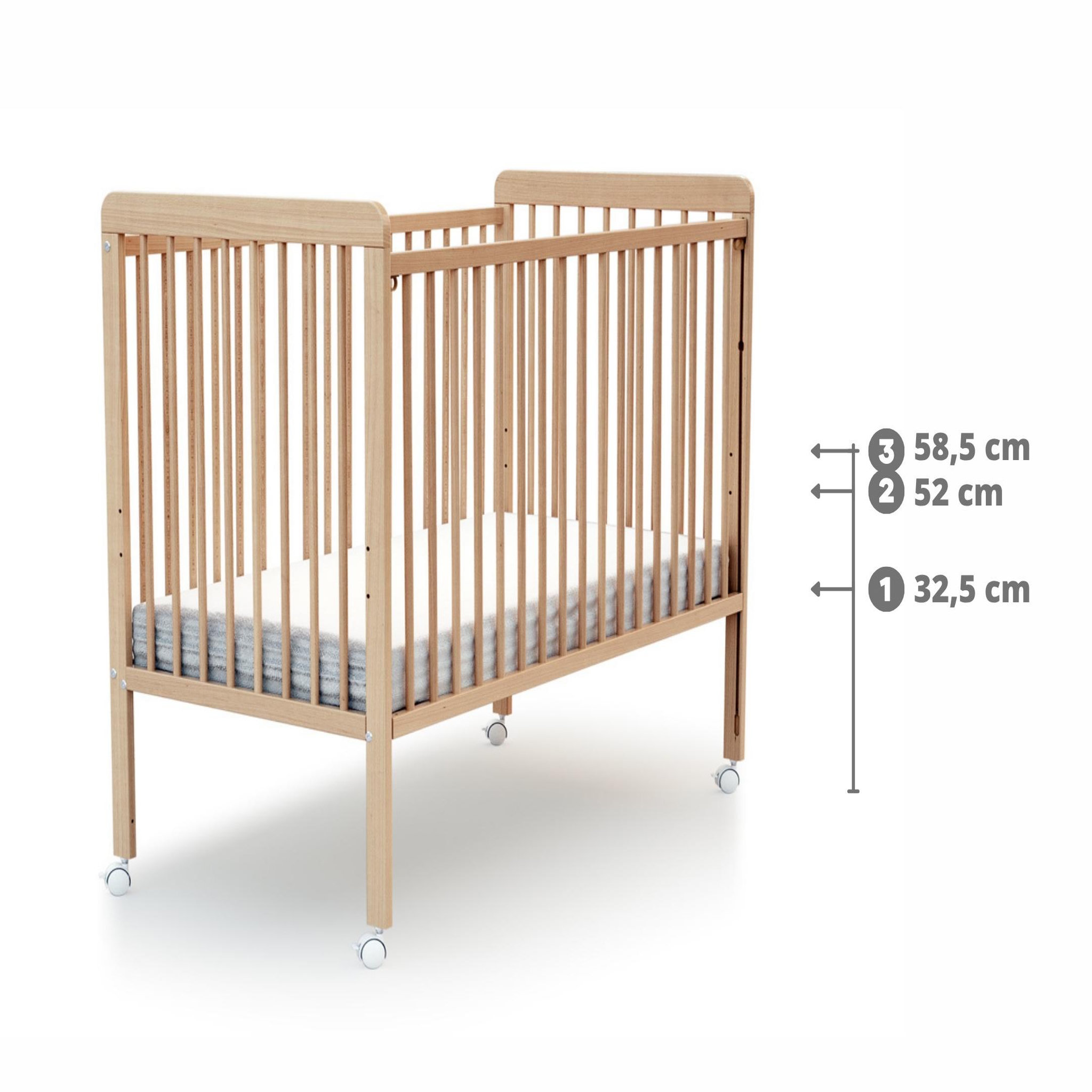 Voir la diapositive 6 : WEBABY Lit bébé coulissant en bois LIVO 60 x 120 cm