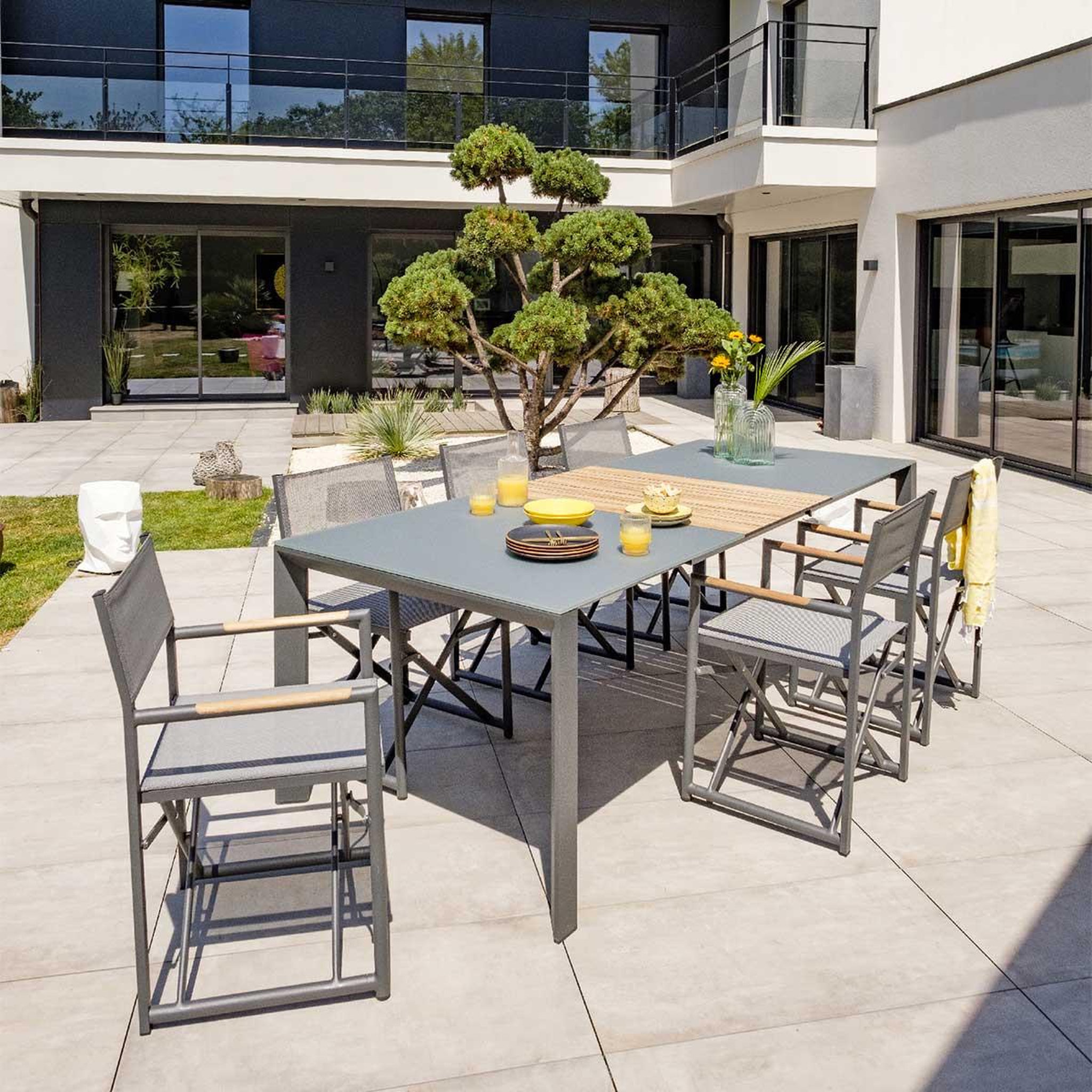 Voir la diapositive 5 : Paris Prix Fauteuil de jardin pliant  honfleur  88cm gris anthracite