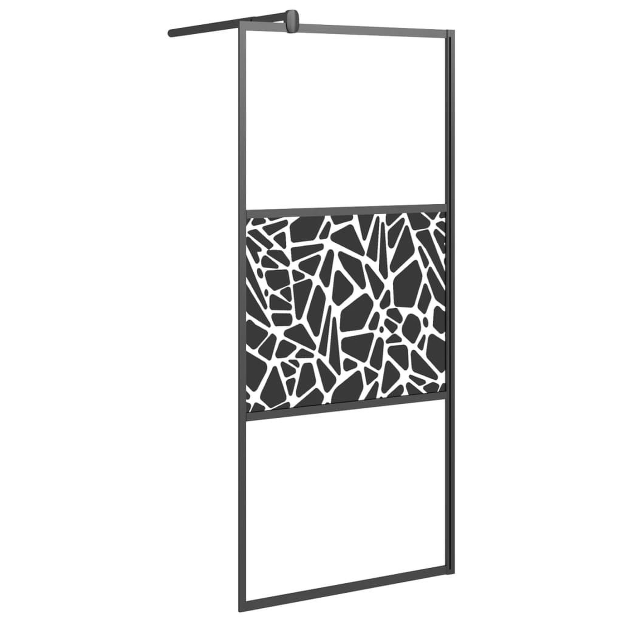 Voir la diapositive 2 : VIDAXL Paroi de douche 80x195 cm Verre ESG avec design de pierre Noir