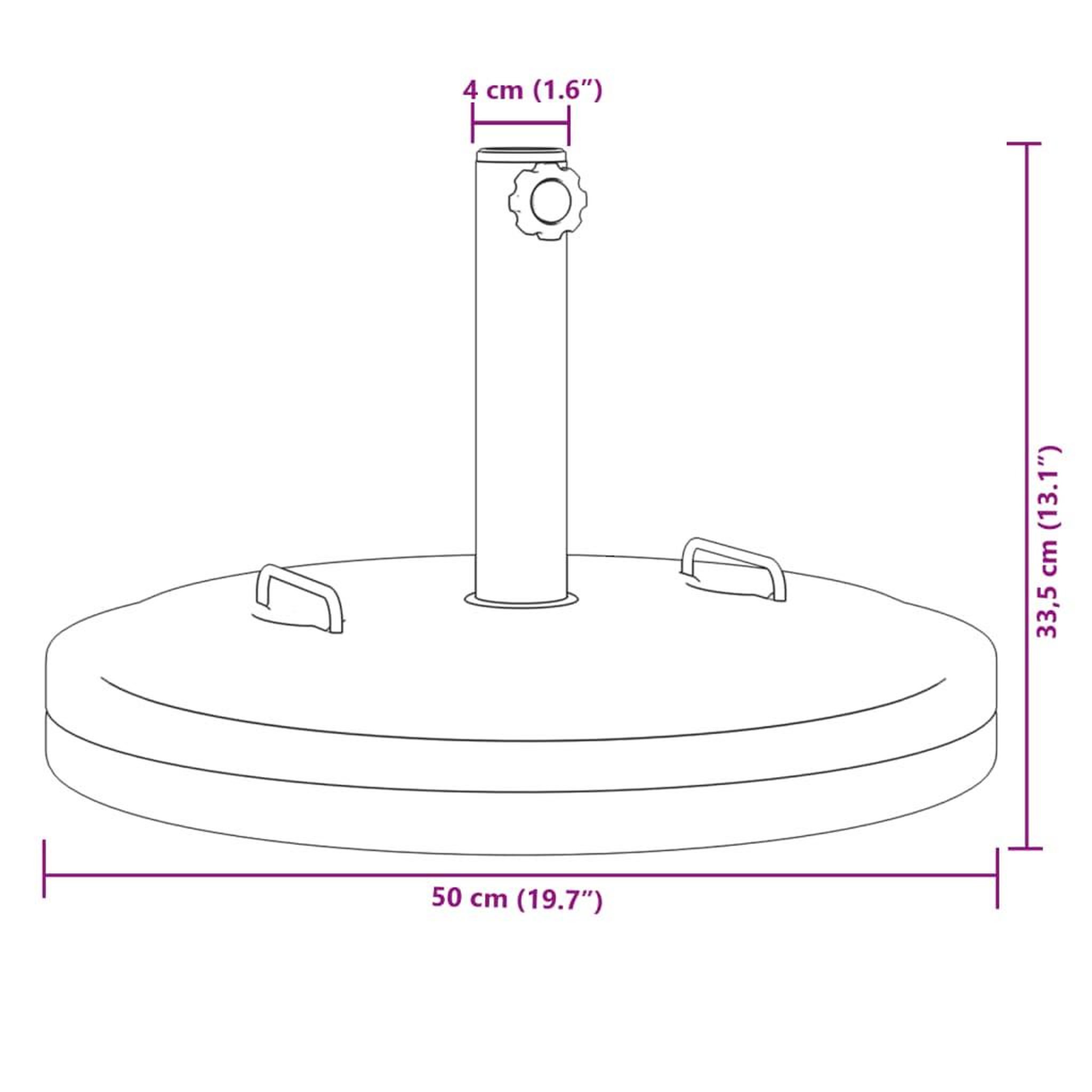 Voir la diapositive 6 : VIDAXL Base de parasol avec poignees pour mats Ø38 / 48 mm 25 kg rond