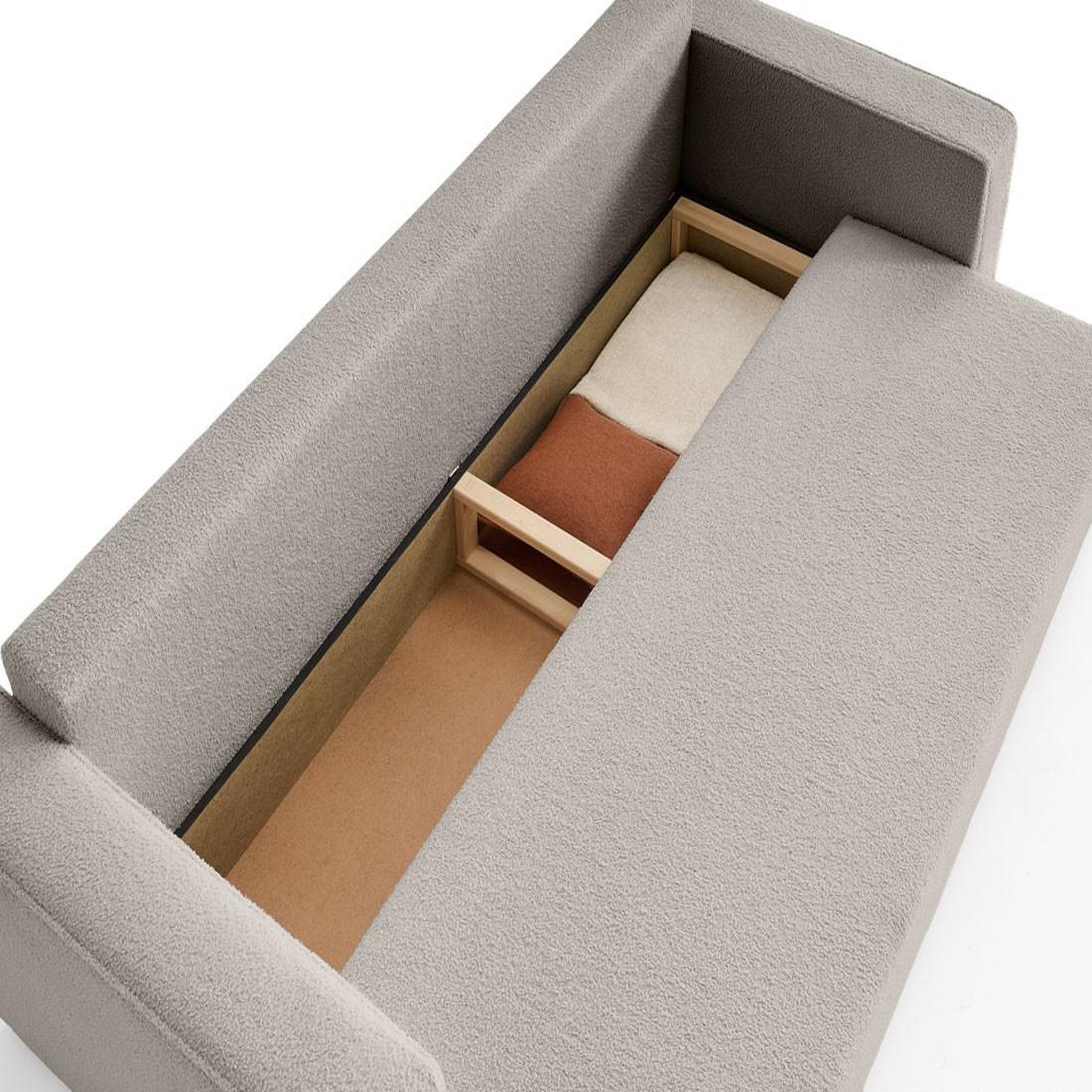 Voir la diapositive 4 : BEST MOBILIER Topaze - canapé 3 places - convertible avec coffre - en tissu bouclette