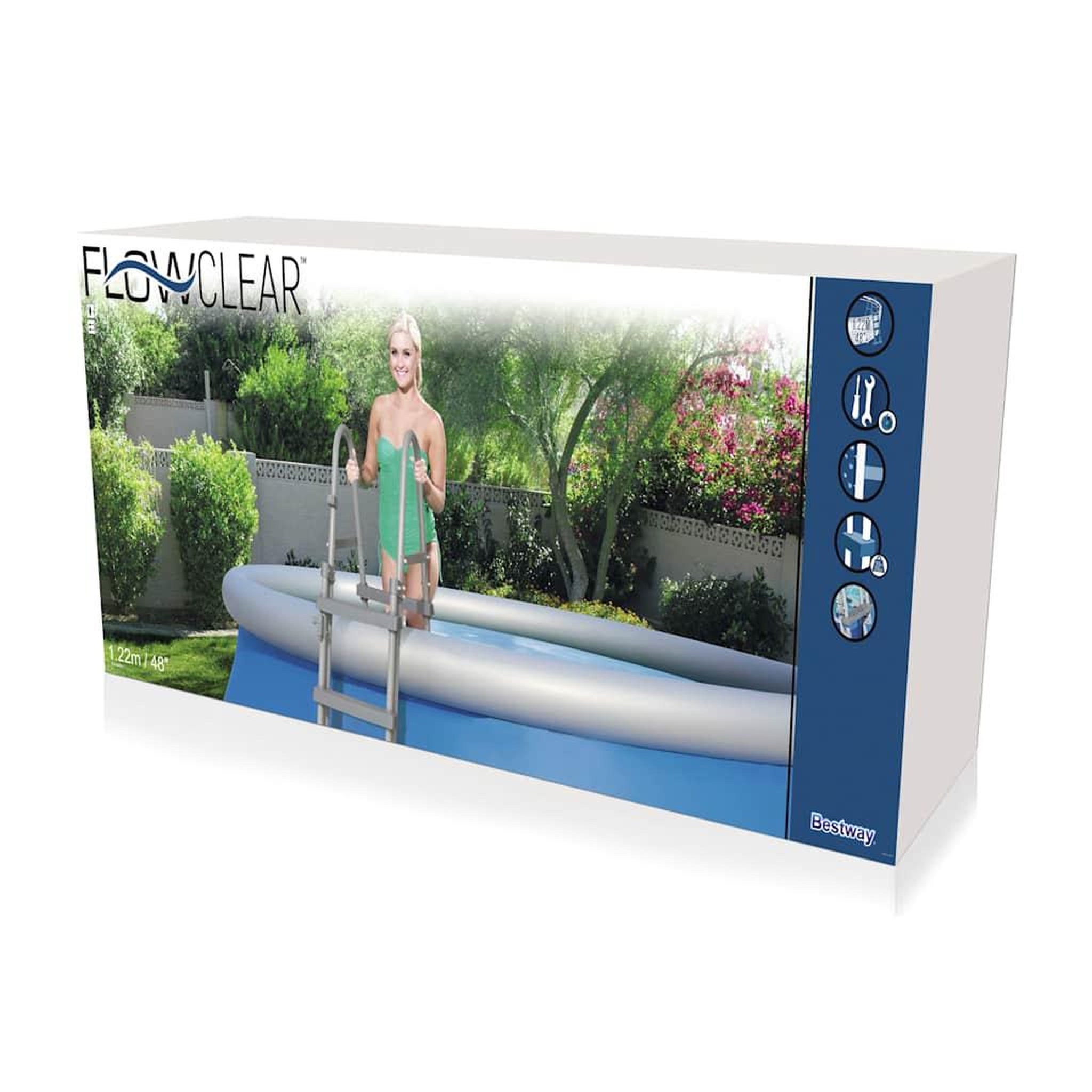 Voir la diapositive 6 : BESTWAY Bestway Echelle de piscine a 4 marches Flowclear 122 cm 58331