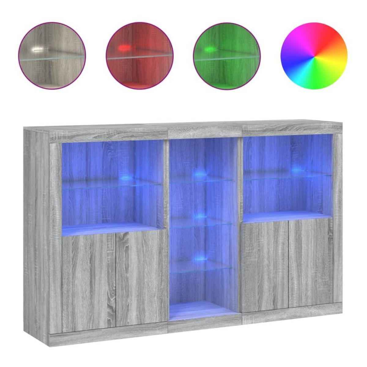 VIDAXL Buffet avec lumieres LED sonoma gris 162x37x100 cm