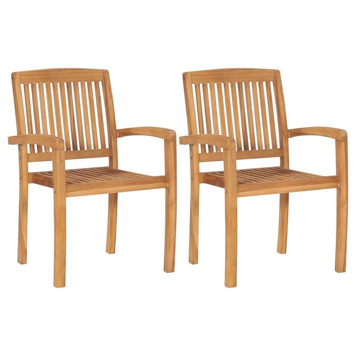 VIDAXL Chaises de jardin lot de 2 et coussins beige Bois teck massif
