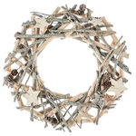 FEERIC LIGHT & CHRISTMAS Couronne de Noël en bois et branches. Coloris disponibles : Gris