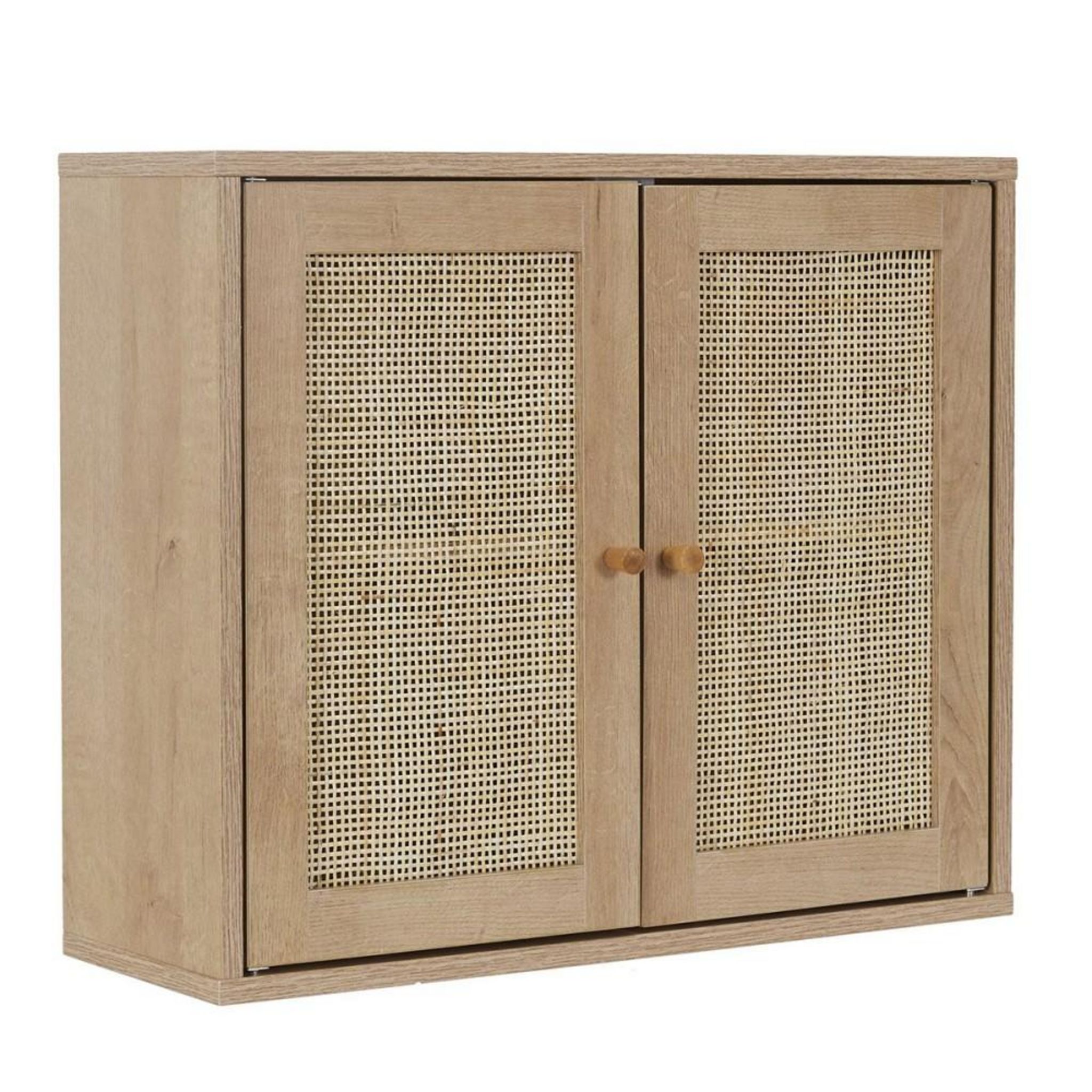 Armoire Murale Bali En Rotin 60x50x20cm - Meuble Salle De Bain, Salon - Style Naturel - Marron