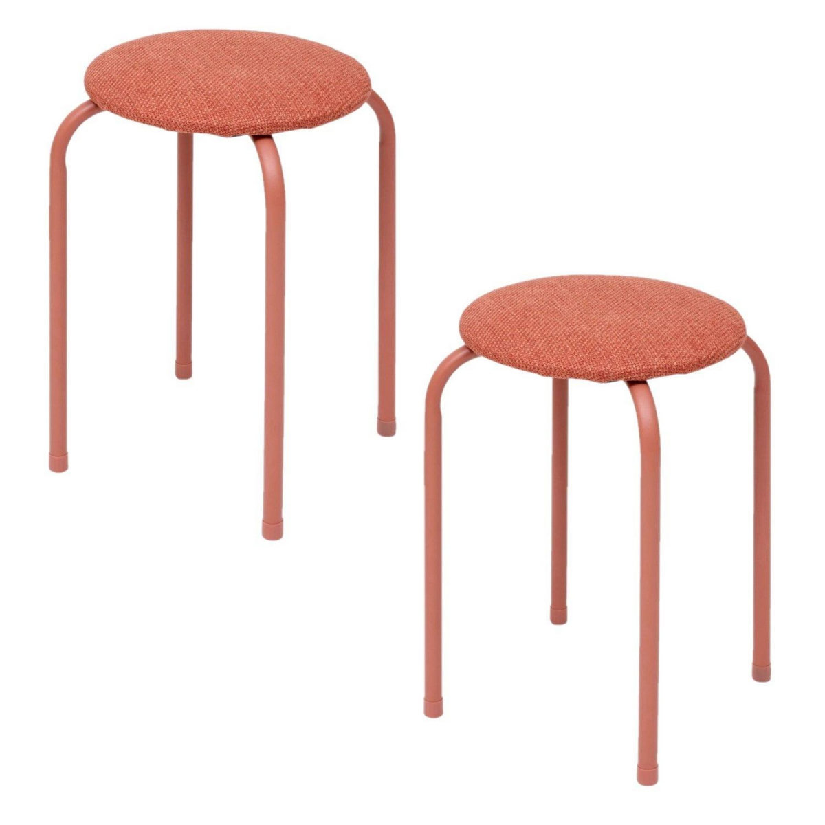 FIVE Lot de 2 tabourets d'appoint en métal et tissu chiné FLEXY