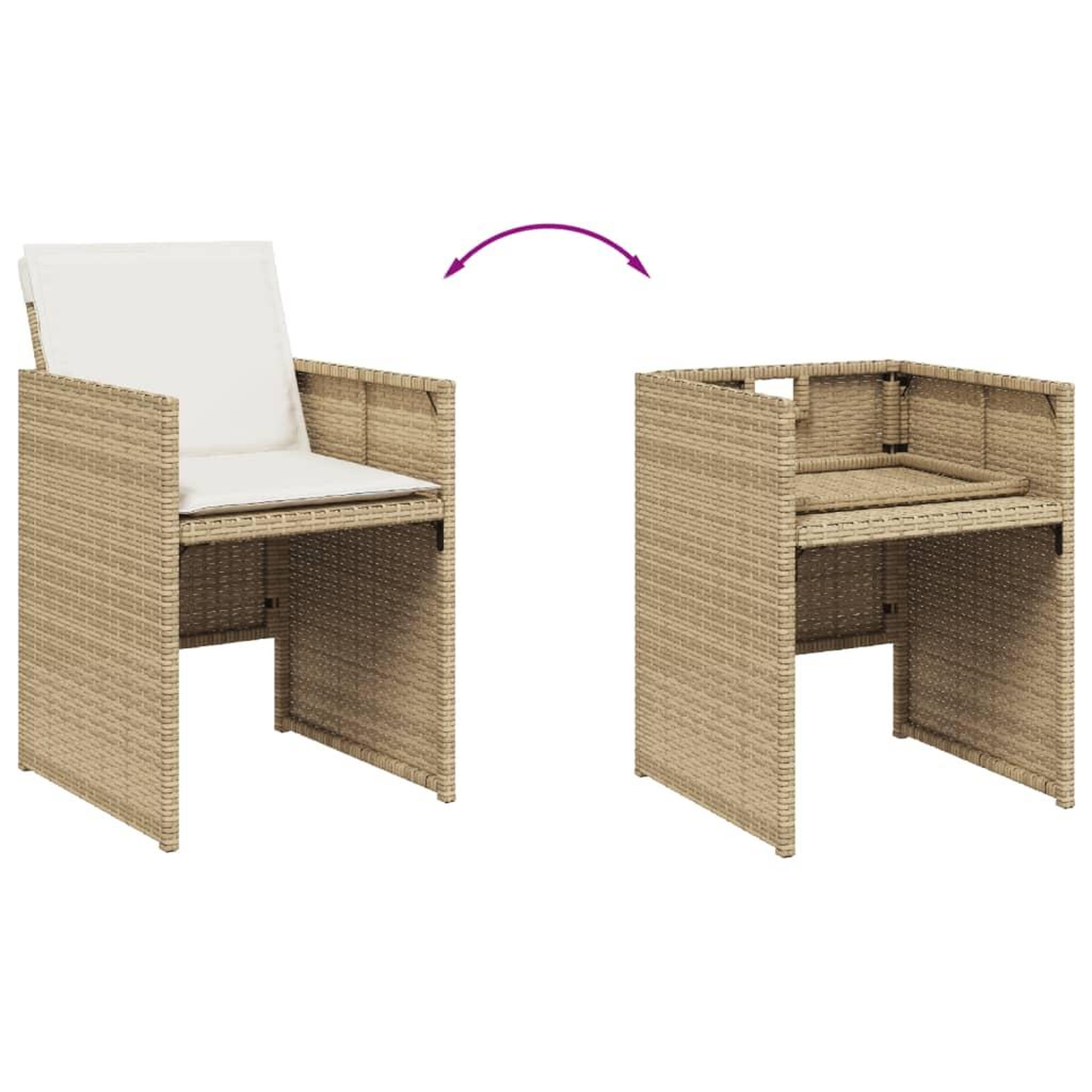 Voir la diapositive 5 : VIDAXL Ensemble a manger de jardin et coussins 15 pcs beige