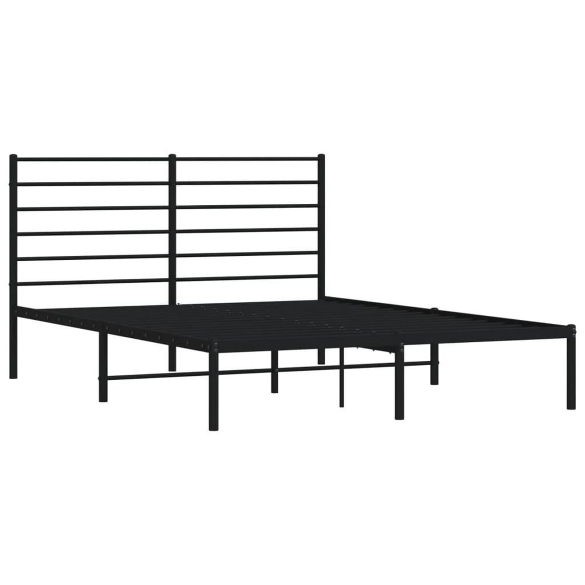 VIDAXL Cadre de lit metal sans matelas avec tete de lit noir 140x190cm