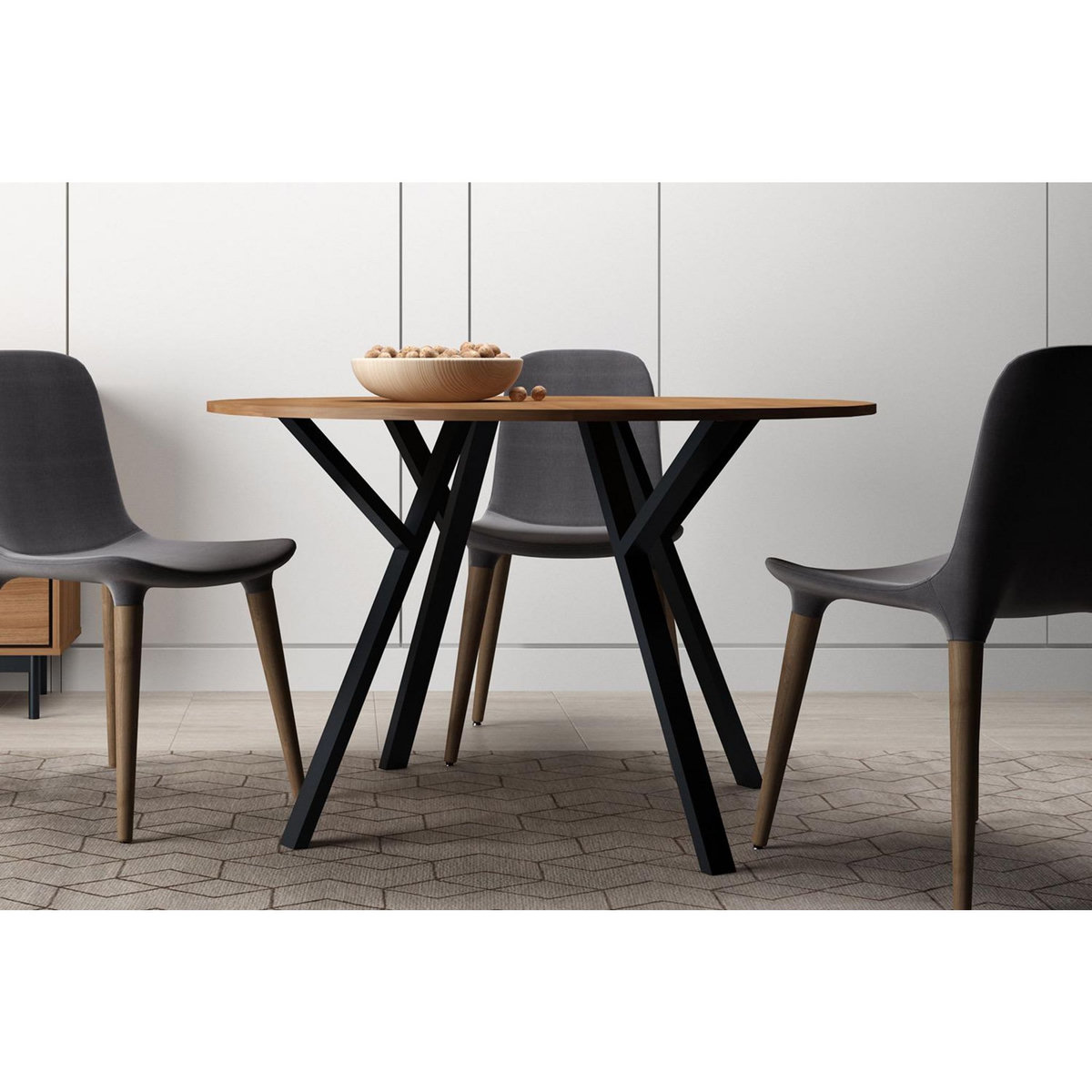 CONCEPT USINE Table ronde en bois 4 places WOODY