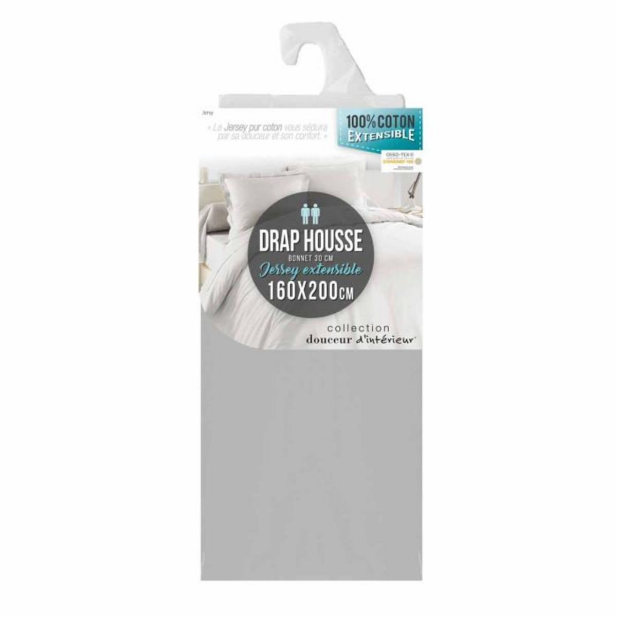 Paris Prix Drap Housse  Jersy  160x200cm Galet