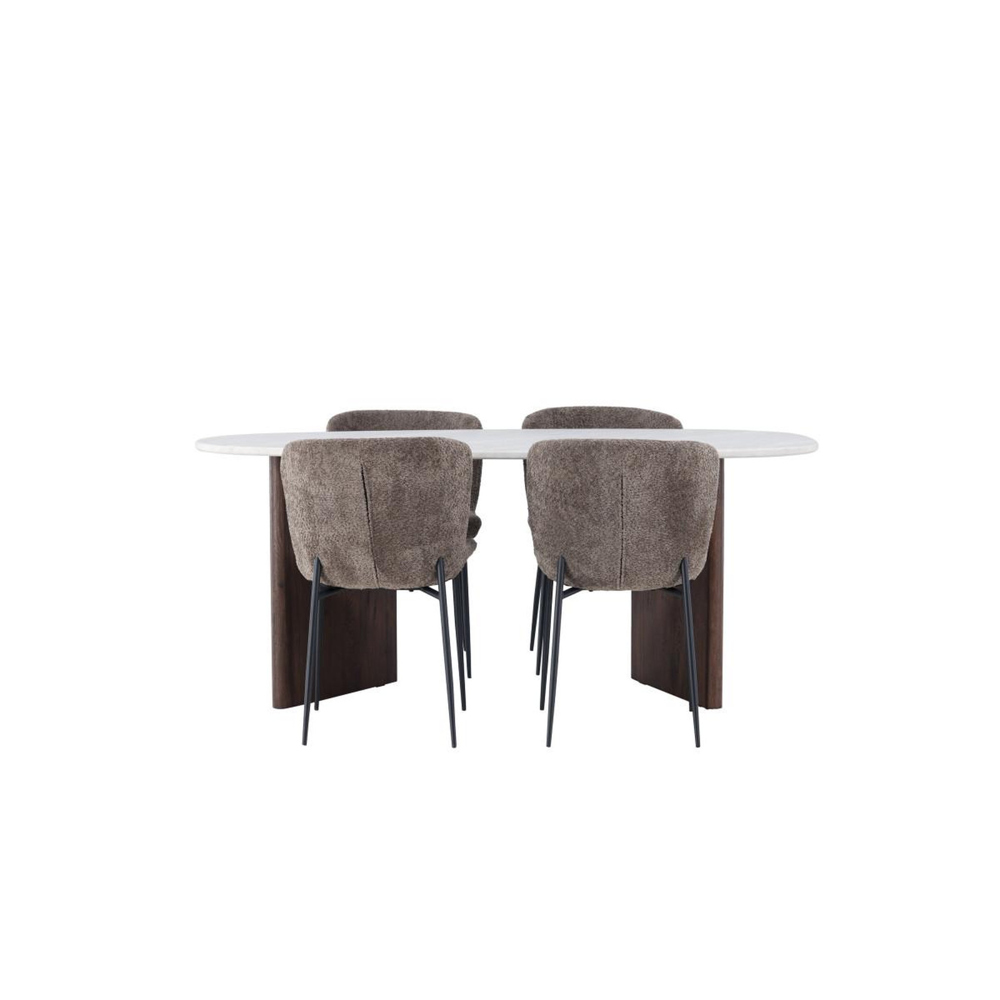 Voir la diapositive 2 : Paris Prix Ensemble table à manger & 4 chaises  gronvik & modesto  180cm gris clair & marron