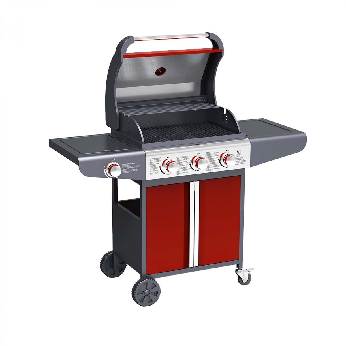 CONCEPT USINE Barbecue à gaz 3 + 1 brûleurs et ustensiles OKLAHOMA