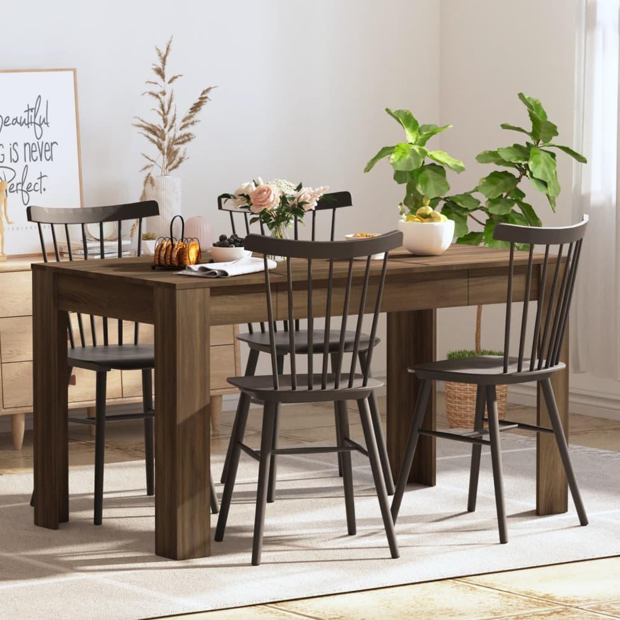 Voir la diapositive 1 : VIDAXL Table a dîner Chene marron 140x74,5x76 cm Bois d'ingenierie