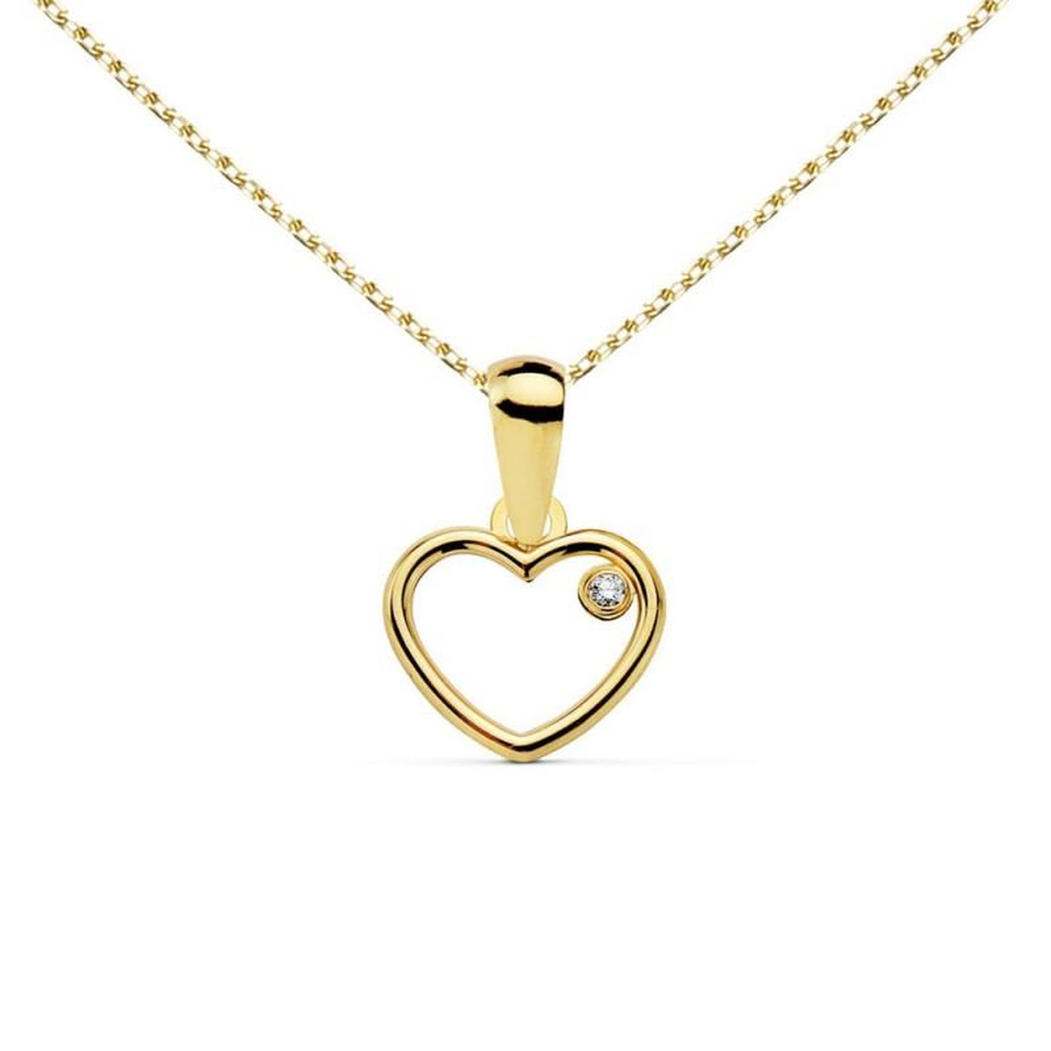L'ATELIER D'AZUR Pendentif Or 18 Carats 750/000 Jaune Motif Coeur - Collier Chaine Dorée Offerte