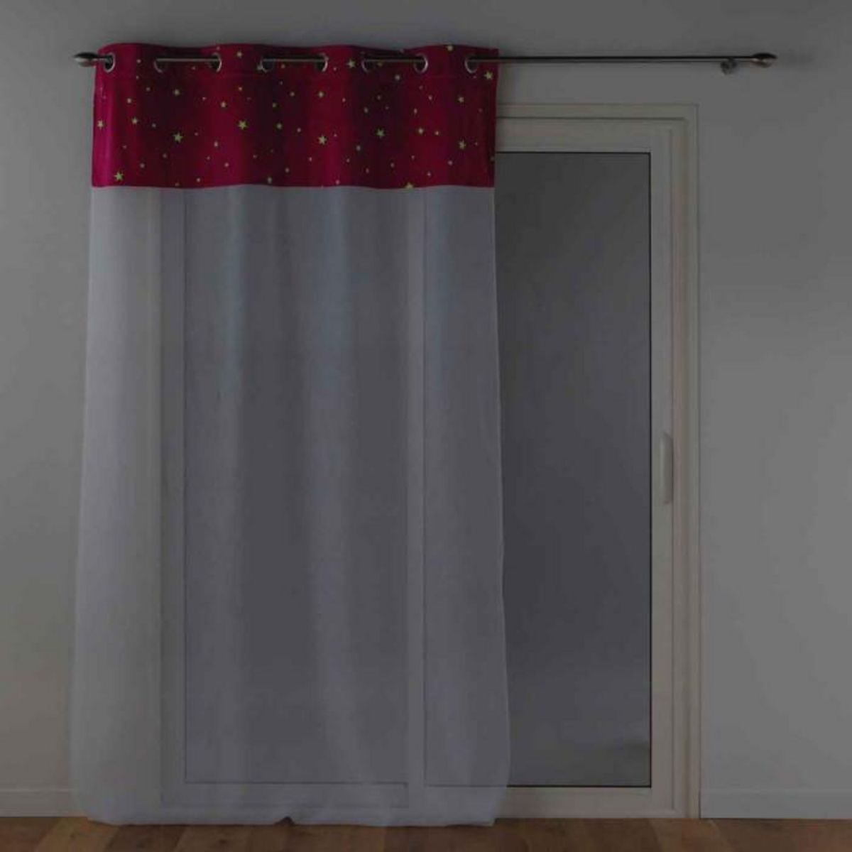 Paris Prix Rideau Voilage Phosphorescent  Moonlight  140x280cm Fuchsia