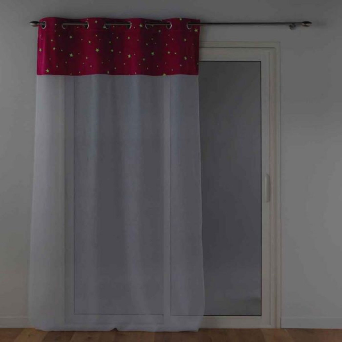 Paris Prix Rideau Voilage Phosphorescent  Moonlight  140x280cm Fuchsia
