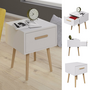 Voir la diapositive 2 : TOILINUX Table de Chevet 1 tiroir EDWING - 40 x 40 x 50 cm - Blanc et Marron - Rangement pour Chambre à Coucher, Salon