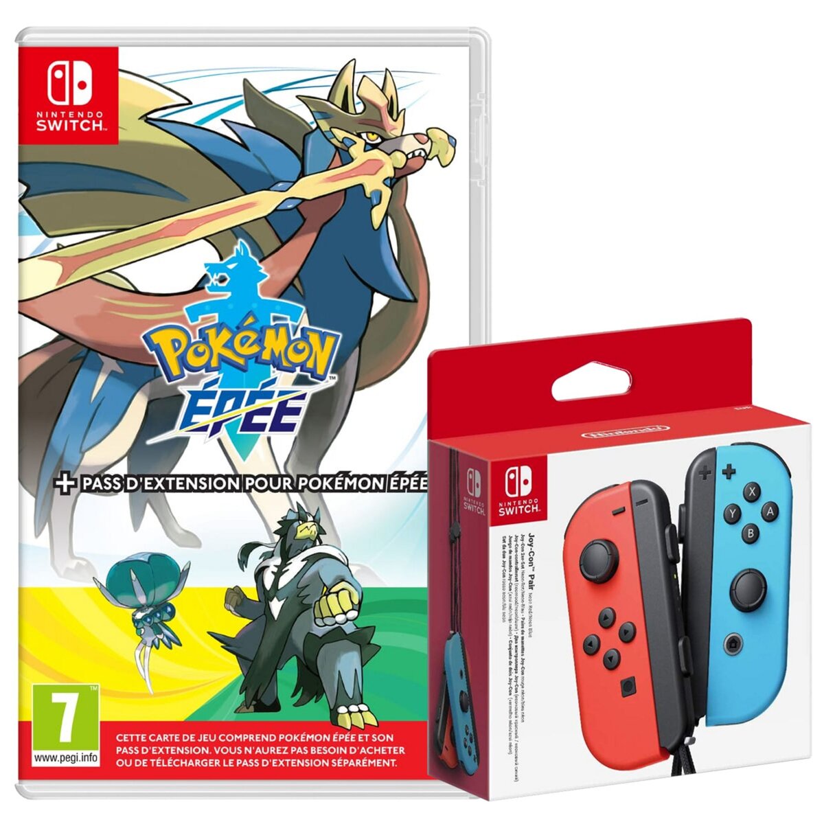 NINTENDO EXCLU WEB Manette Joy-Con Bleue et Rouge + Pokémon Épée avec son pass extension Nintendo Switch