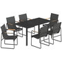 Voir la diapositive 1 : OUTSUNNY Salon de jardin 6 personnes 7 pièces acier verre noir