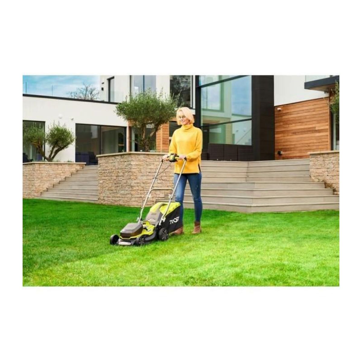 Ryobi Tondeuse hybride RYOBI 18V One+ coupe 37cm - 2 batteries 5.0 Ah - 1 chargeur rapide RY18LMH37A-250