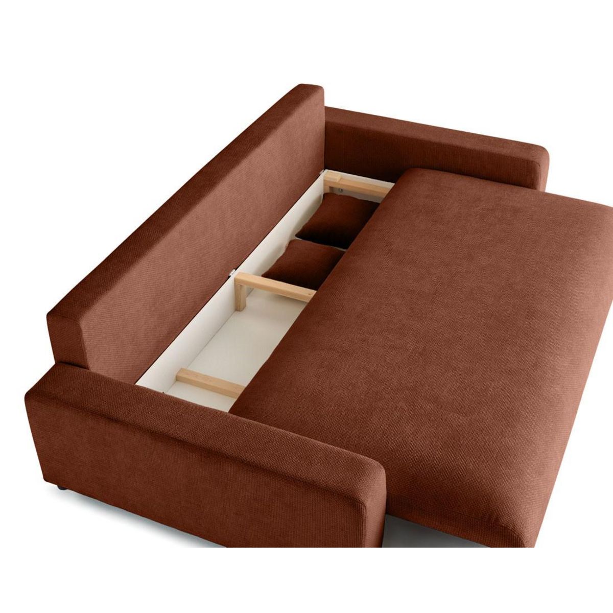 LISA DESIGN Pivoine - canapé droit 3 places - convertible avec coffre - en velours texturé