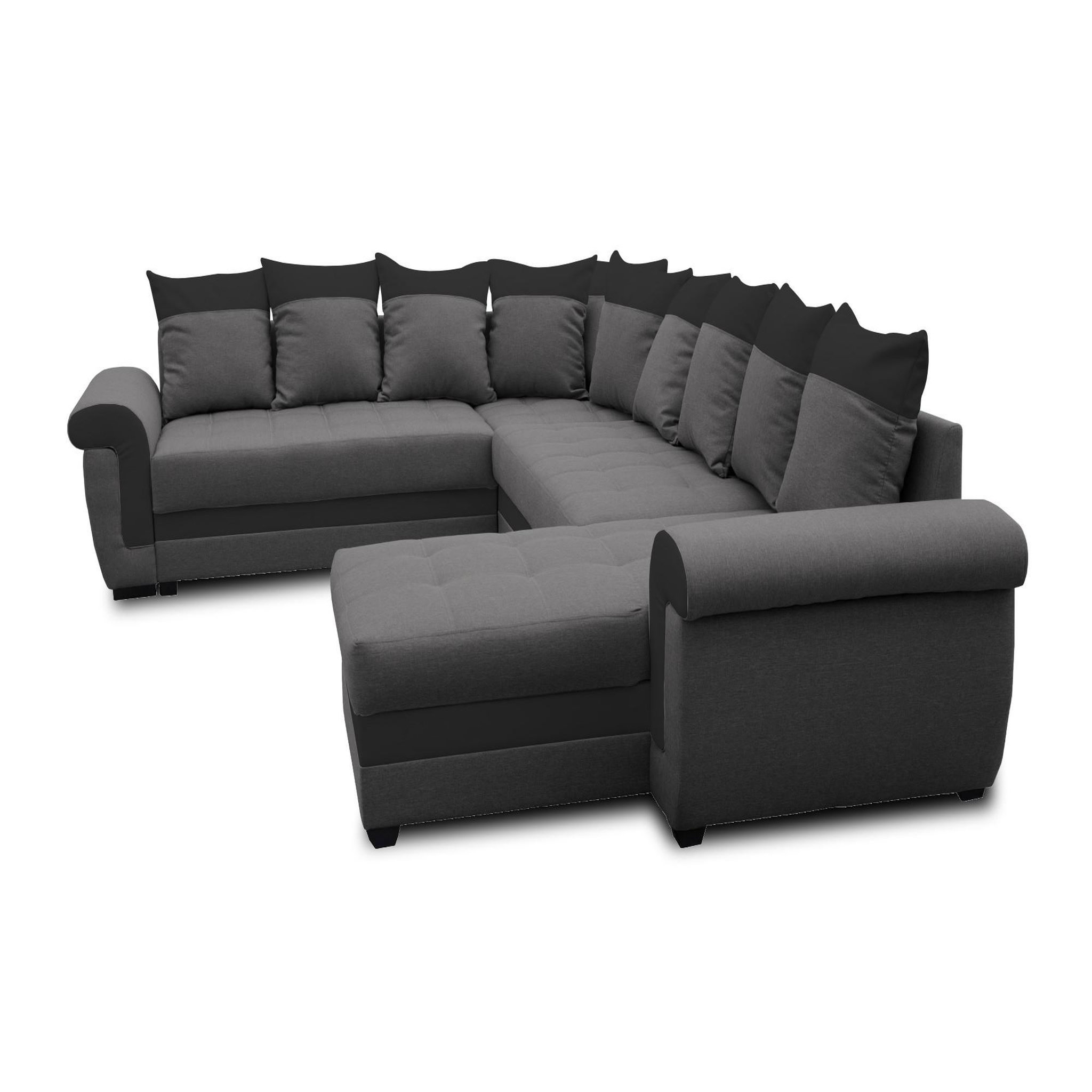 Voir la diapositive 4 : BEST MOBILIER Henry - canapé panoramique d'angle réversible - 7 places - convertible avec coffre - en tissu et pu